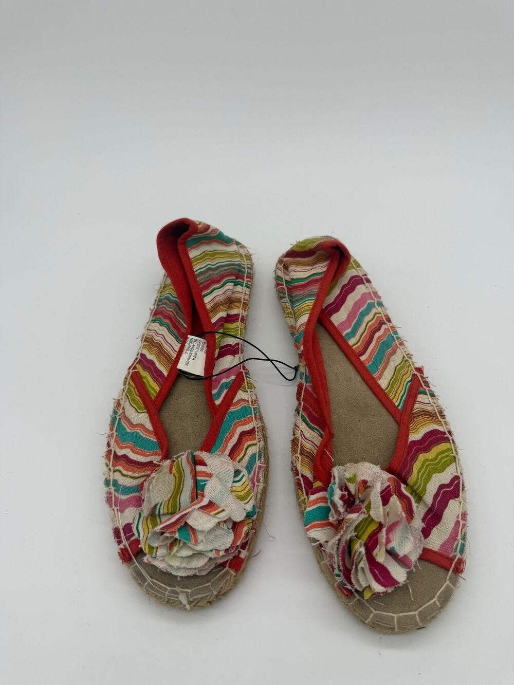 Lane Bryant Shoes Womens Size 9W Multicolor Stripe Espadrille Flats Ruffle